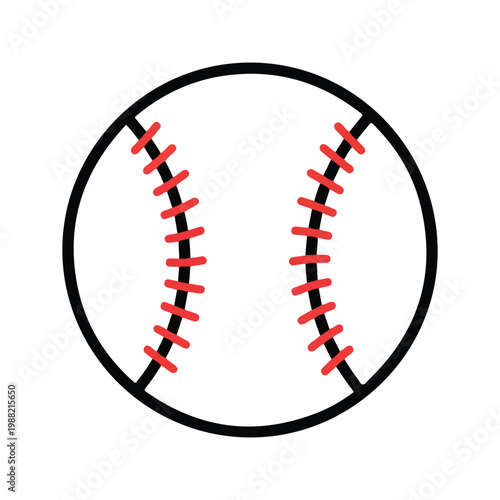 Baseball ball with red stitching on white background isolated.
