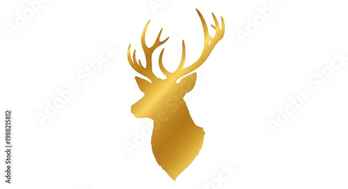 Golden Deer Head Silhouette with Majestic Antlers.