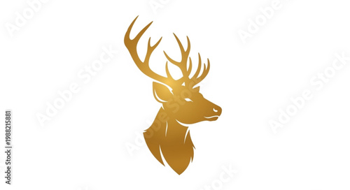 Golden Deer Head Silhouette with Majestic Antlers.