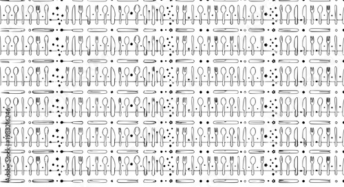 Seamless cutlery stripe pattern spoon fork knife vector background for cafe and restaurant decor
