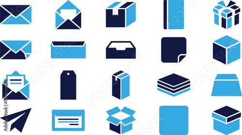 Package delivery icons set for logistics and shipping services illustration.