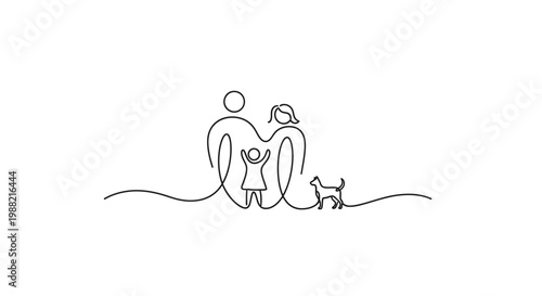 Family with child and pet dog.