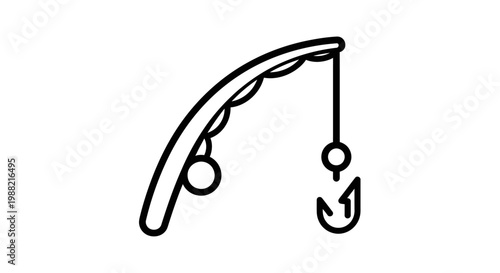 Fishing Hook and Line Closeup.