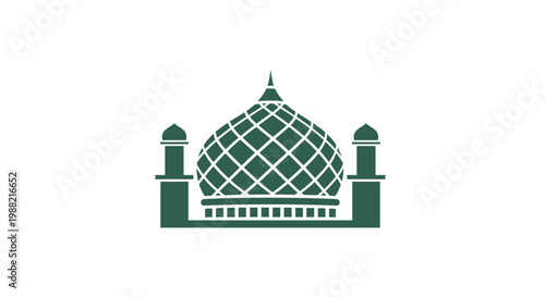 Green Mosque Dome Architecture Design.