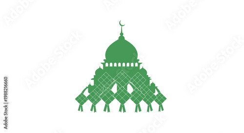 Green Mosque Dome Architecture Design.