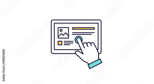 Hand Touching Screen with Finger.