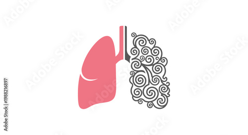 Human Lung with Swirling Smoke Pattern.
