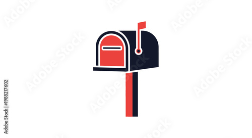 Mailbox with red flag up high.