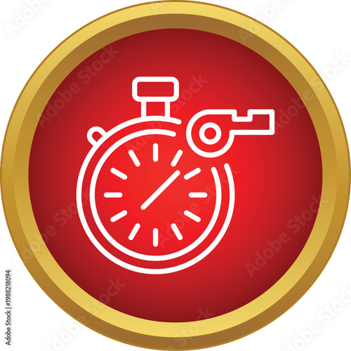 Stopwatch and whistle symbol representing sport timing and referee decisions