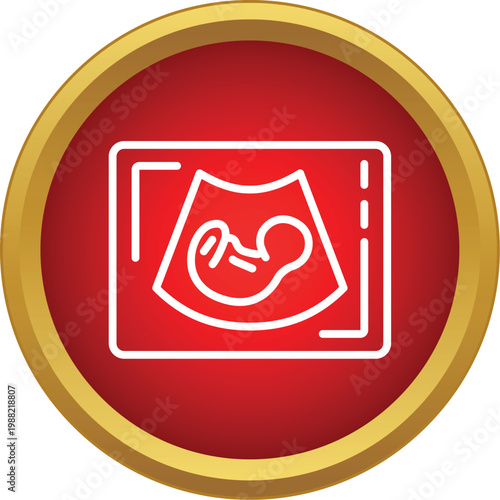 Ultrasound icon displaying a developing fetus during a prenatal checkup