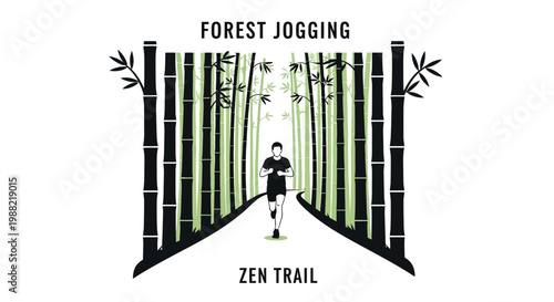 Forest Jogging Through A Peaceful Zen Trail Surrounded By Lush Bamboo Vegetation