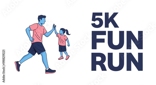 Father And Daughter Celebrate Success With A High Five At A Charity 5K Fun Run