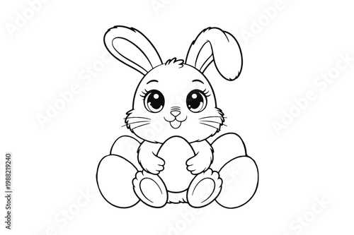 easter bunny with egg. Cute Easter Bunny and Egg Cartoon Vector, 