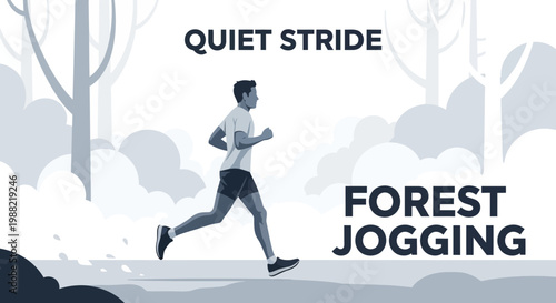 Forest Running: Serene Jogging in a Wooded Landscape, Fitness and Wellness