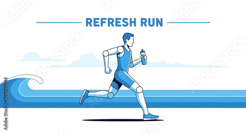 Fresh Athlete Run With Water Bottle Graphic Depicting Refreshing Exercise Lifestyle