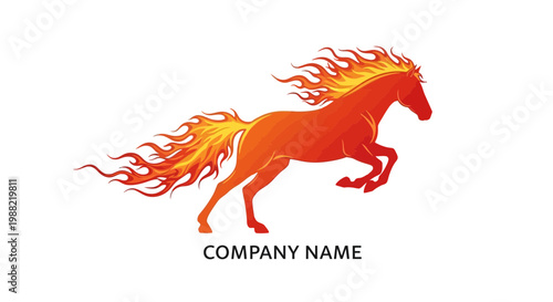 Fiery Equine Spirit Emblem Graceful Galloping Horse Illustration