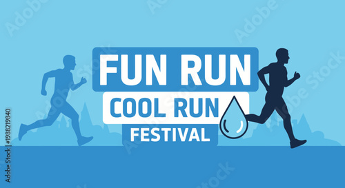 Fun Run and Cool Run Festival Graphic Display Suitable for Running Events and Advertising
