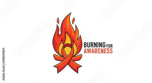 Fiery Emblem of Awareness Representing Passion and Commitment to a Singular Cause