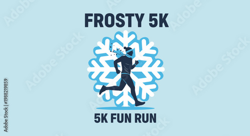 Frosty 5K Fun Run Emblem Depicting Winter Endurance in a Cold Environment Race