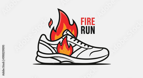 Fiery Footwear Concept Illustrating Energetic Run and Blazing Speed for Athletic Endeavors
