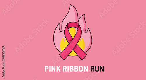 Fiery Pink Ribbon: A Visual Celebration of Breast Cancer Awareness and Determination