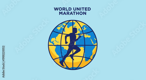 Global Marathon Race Depicting Unity With Silhouette Running And Earth Presentation