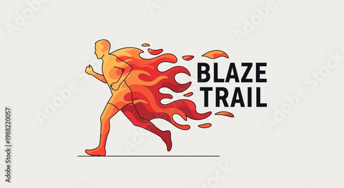 Fiery Runner Creating a Blaze Trail in an Energetic and Dynamic Illustration