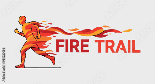 Fiery Runner Design Showcasing Dynamic Movement and Visual Impact for Endurance Sports
