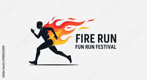Fiery Runner Design for Fun Run Festival Event with Dynamic And Creative Style