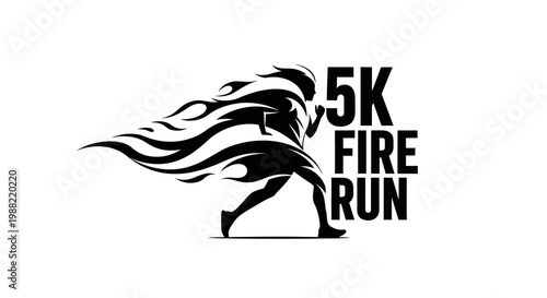 Fiery Silhouette Embodiment Of Athletic Prowess, Depicting Bold 5K Fire Run Event