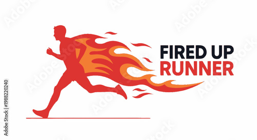 Fiery Silhouette Of a Runner, Demonstrating Speed, Agility And Determination, Unleashed