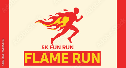Fiery Silhouette Races For Fun In A 5k Run Event Against A Creamy Background