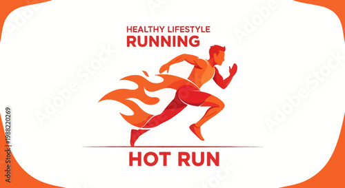 Fiery Silhouette Of a Runner Symbolizing Healthy Lifestyle and Dynamism