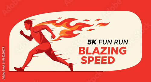 Fiery Silhouette Races Towards the Finish Line, Blazing Through a 5K Fun Run