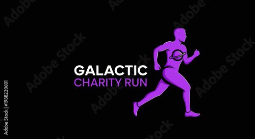 Galactic Charity Run: Cosmic Athlete Silhouette Pushing Boundaries Towards A Better World