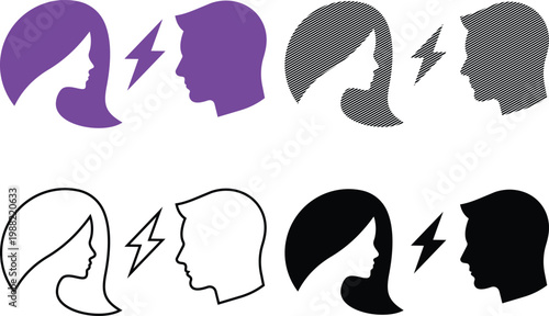 Conflict between man and woman vector illustration representing relationship issues and communication breakdown.