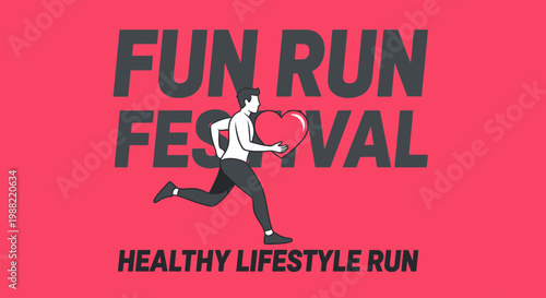 Fun Run Festival: Healthy Lifestyle Race With Heart and Energetic People