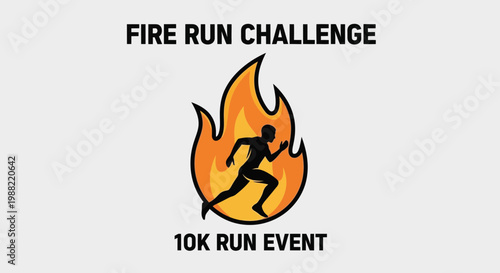 Fire Run Challenge: Energetic 10K Event Graphic Suitable for Competitions and Races