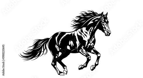 Galloping Horse Illustration Depicting Graceful Movement and Striking Silhouette Design
