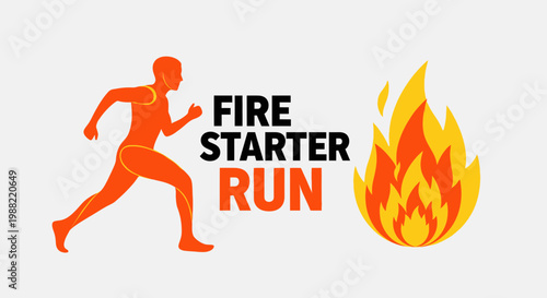 Fire Starter Run: Dynamic Visualization of Athlete and Fiery Flames Concept Graphic