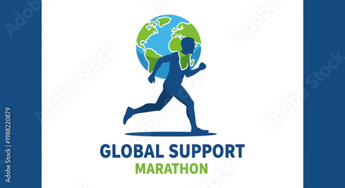 Global Support Marathon: Illustrated Symbol of Worldwide Community and Aid