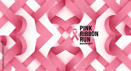 Geometric Pink Ribbon Run Design: Inspiring Unity and Celebrating Awareness