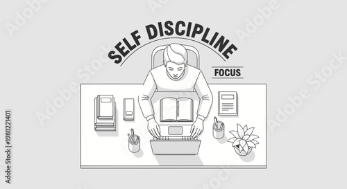 Focused Individual Demonstrating Self Discipline At A Desk