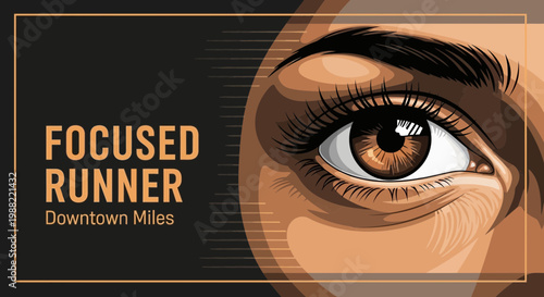 Focused Runner's Dynamic Gaze Captures Downtown Energy Through Intricate Eye Detail