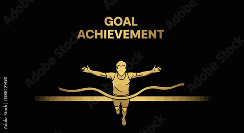 Gold Runner Achieving Goal, Success, Achievement, Motivation, Winning, and Victory Visualization