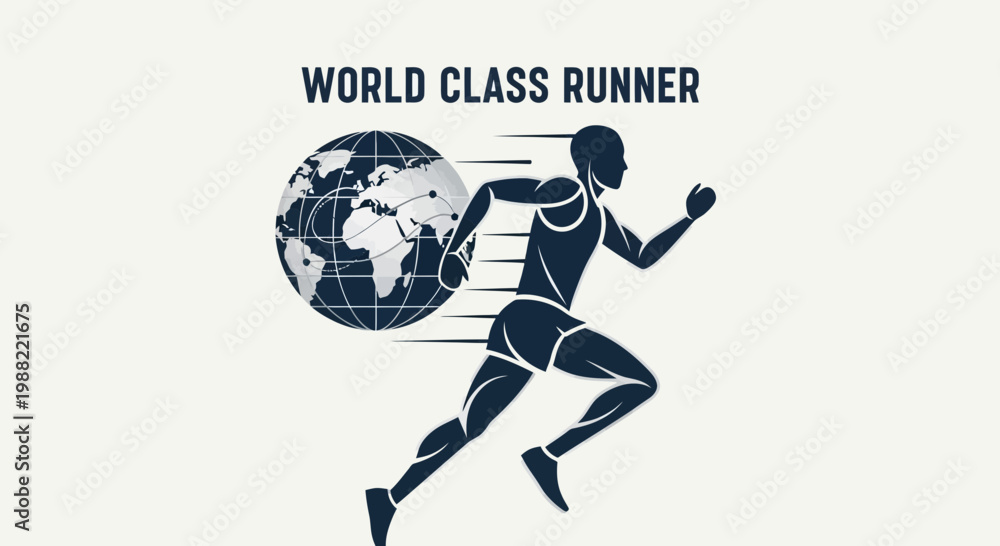 Fototapeta premium Global Athlete Running With World