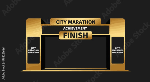 Golden City Marathon Finish Archway Design With Achievement Message Graphic