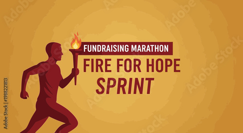 Fundraising Marathon Fire for Hope Sprint Symbolizing Strength, Charity, and Community Spirit