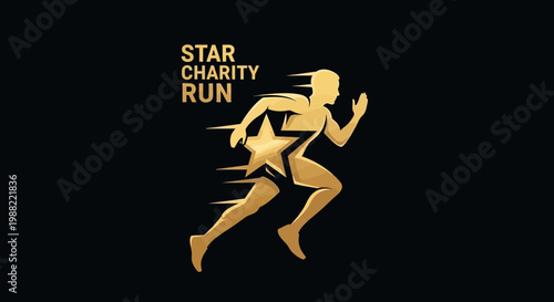 Golden Silhouette Charity Run Logo, Showing Athlete's Commitment To An Important Cause