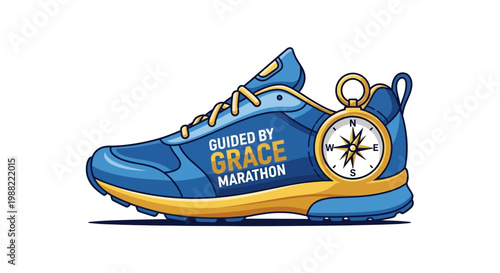 Grace-Guided Marathon: Running Shoe with Compass for Direction and Encouragement